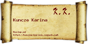Kuncze Karina névjegykártya